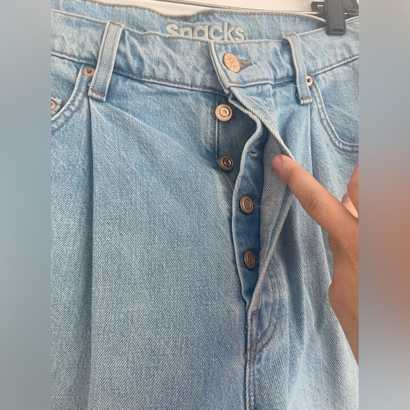 NWT Mother SNACKS! The Pleated Fun Dip vintage high waisted Shorts blue - Picture 14 of 17